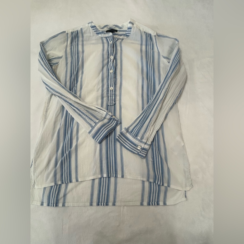 J. Crew Blue and White Striped Shirt